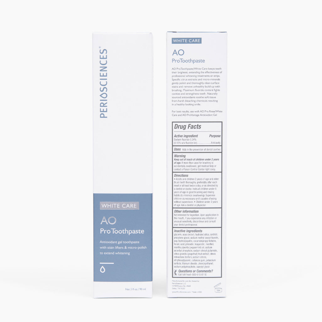 Post-Whitening Toothpaste box front and back showing product description, drug facts, and ingredient list